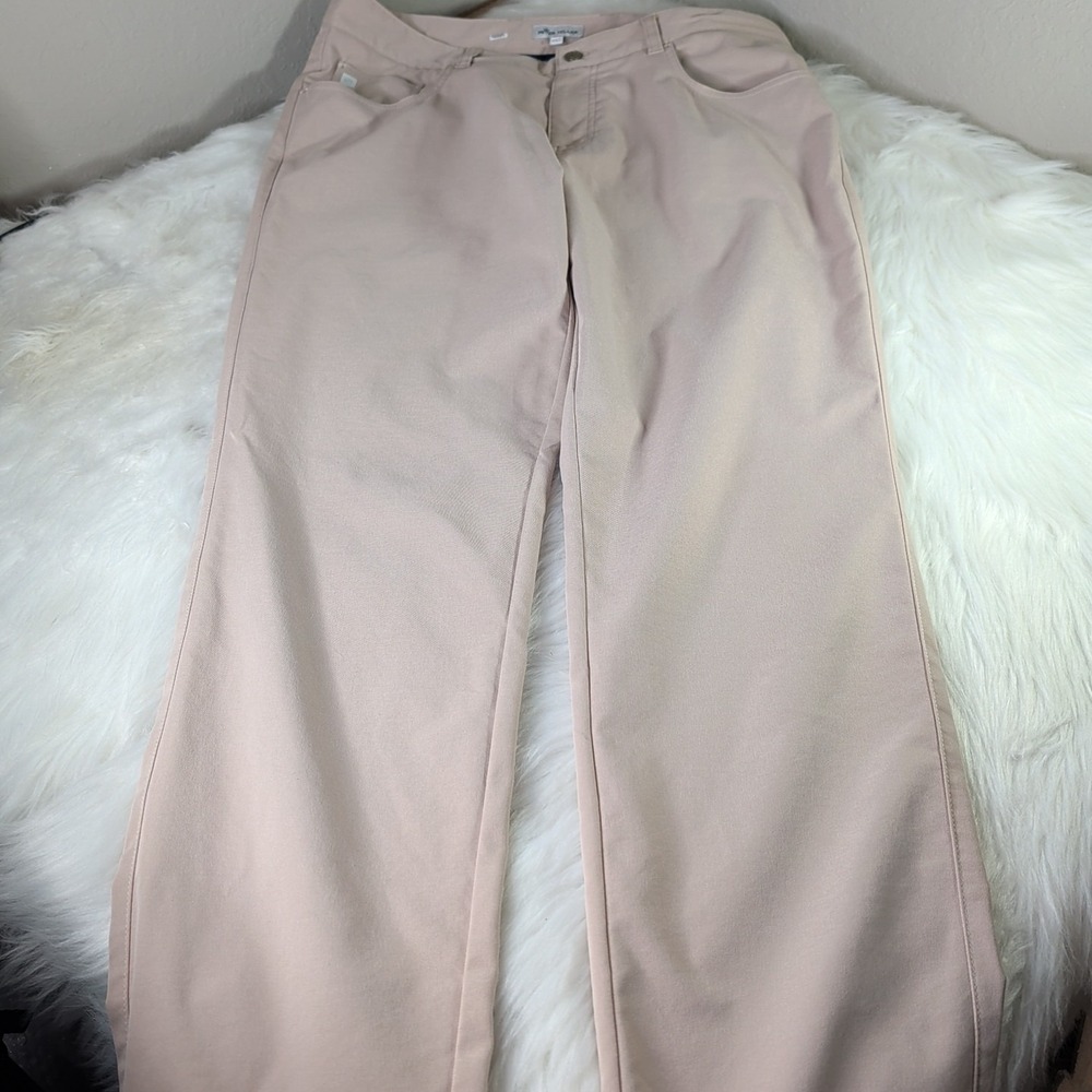 Peter Millar Khaki Chino Pants Size (35x32) Straight Leg Golf Comfort Travel